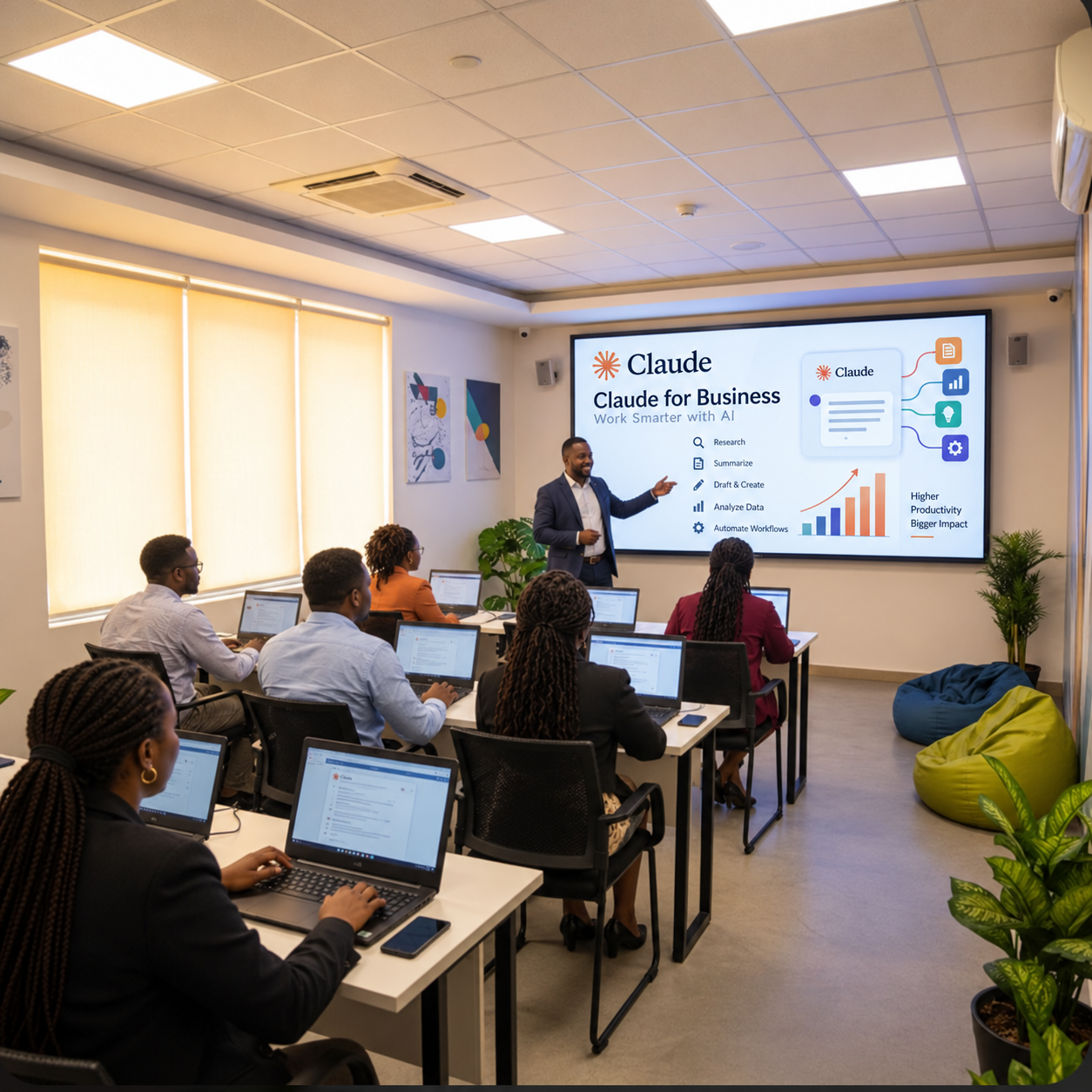 Participants learning at a Claude for Business workshop